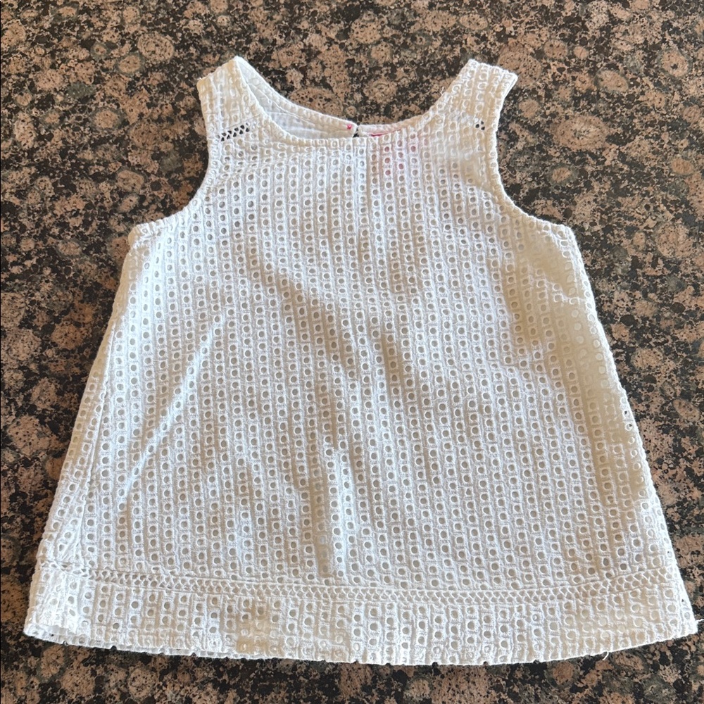 Lilly Pulitzer White Eyelet Tank Top for Girls